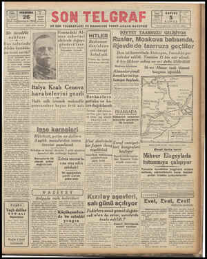 Son Telgraf Gazetesi 26 Kasım 1942 kapağı