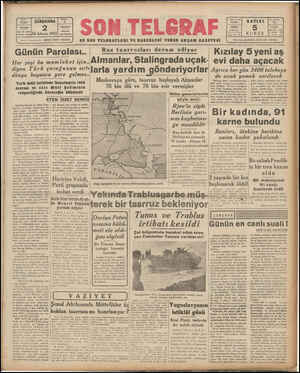 Son Telgraf Gazetesi 2 Aralık 1942 kapağı