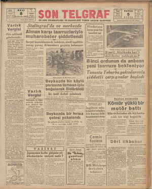 Son Telgraf Gazetesi 8 Aralık 1942 kapağı