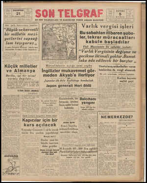 Son Telgraf Gazetesi 21 Aralık 1942 kapağı