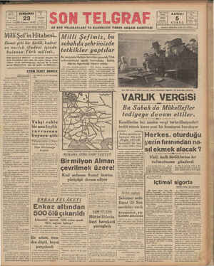 Son Telgraf Gazetesi 23 Aralık 1942 kapağı