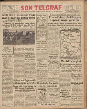 Son Telgraf Gazetesi 24 Aralık 1942 kapağı