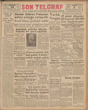 Son Telgraf Gazetesi 26 Aralık 1942 kapağı