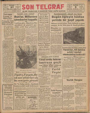 Son Telgraf Gazetesi 27 Aralık 1942 kapağı