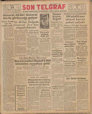 Son Telgraf Gazetesi 29 Aralık 1942 kapağı