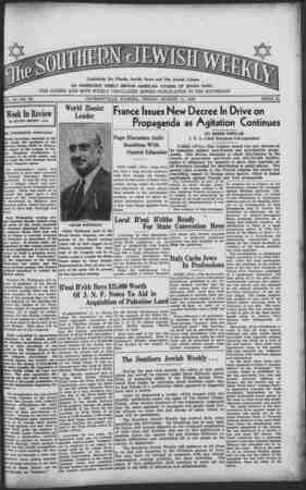 Southern Jewish Weekly Newspaper August 11, 1939 kapağı