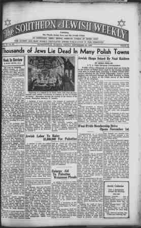 Southern Jewish Weekly Newspaper September 29, 1939 kapağı