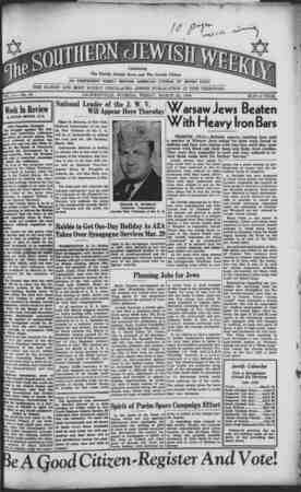 Southern Jewish Weekly Newspaper March 22, 1940 kapağı