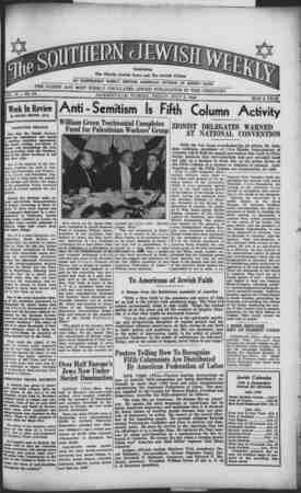 Southern Jewish Weekly Newspaper July 5, 1940 kapağı