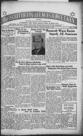 Southern Jewish Weekly Newspaper August 9, 1940 kapağı