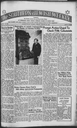 Southern Jewish Weekly Newspaper August 30, 1940 kapağı