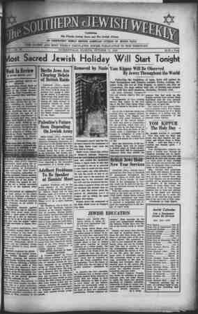 Southern Jewish Weekly Newspaper October 11, 1940 kapağı