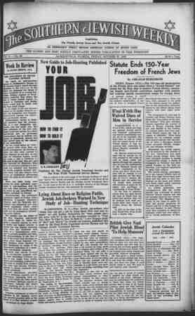 Southern Jewish Weekly Newspaper October 25, 1940 kapağı