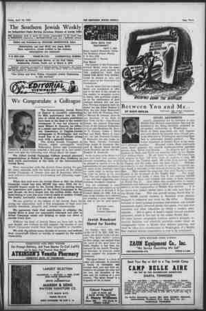  Friday, April 10,'1953 The Southern Jewish Weekly An Independent Paper Serving American Citizens of Jewish Faith This...
