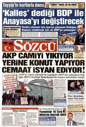 Sözcü Gazetesi 9 Şubat 2013 kapağı