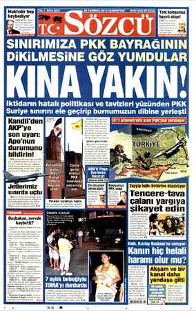 Sözcü Gazetesi 20 Temmuz 2013 kapağı