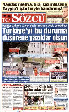  Yandaş medya, tiraj Tayyip'i işte böyle kandırmış! BOYUTA YIĞİ Er payi BAŞBAKAN, AKP medyasının tirajların— araştırtı, takke