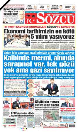 Sözcü Gazetesi 19 Temmuz 2020 kapağı