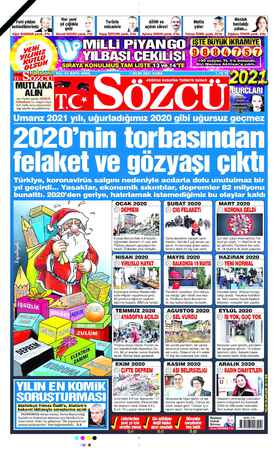 Sözcü Gazetesi 1 Ocak 2021 kapağı