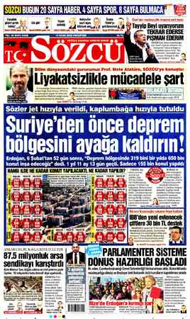  SÖZCÜ BUGUN 20 SAYFA HABER, 4 SAYFA SPOR, 8 SAYFA BULMACA Ç Yııılısullukd B axai "?; Yaşam V| Maliyeciler (€ Öcalar — A...