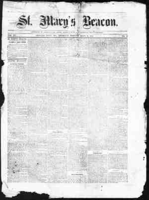 St. Mary's Beacon Newspaper March 31, 1859 kapağı