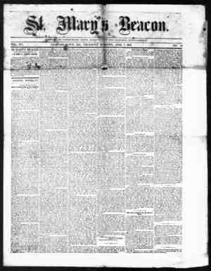 St. Mary's Beacon Newspaper April 7, 1859 kapağı