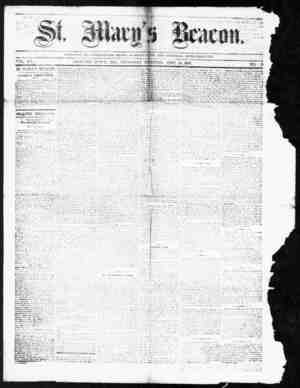 St. Mary's Beacon Newspaper April 14, 1859 kapağı