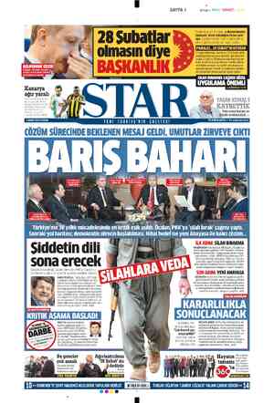  SAYFA 1 SIYAH MAVI Cumhurbaşkanı Erdoğan, o dönem kendisi hakkında “idam' istendiğini ilk kez açık- ladı: Dondum kaldım....