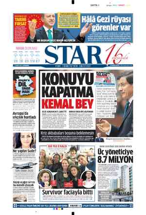  MB BAŞKANI Bi İ SAYFA 1 Cumhurbaşkanı Erdoğan, “Üniversite ve sokaklarda tezgahlanan oyunların far- kındayız. Masum gençlerin
