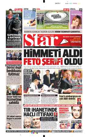  SAYFA 1 SIYAH MAVI KIRMIZI GÜNCEL SUPERMAN & BATMAN. BULUŞMAS HOLLYWOOD, Batman v Superman: Adaletin” Safağı'nda, iki dev...