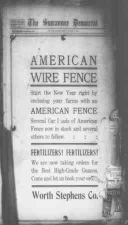 Suwannee Democrat Newspaper January 8, 1909 kapağı