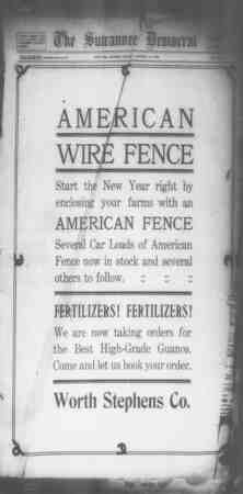 Suwannee Democrat Newspaper January 15, 1909 kapağı