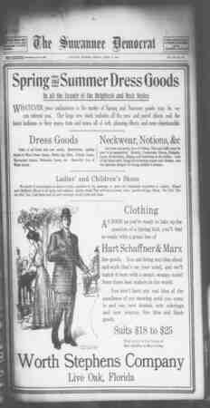 Suwannee Democrat Newspaper April 9, 1909 kapağı