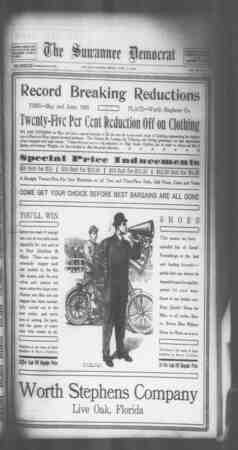 Suwannee Democrat Newspaper June 11, 1909 kapağı
