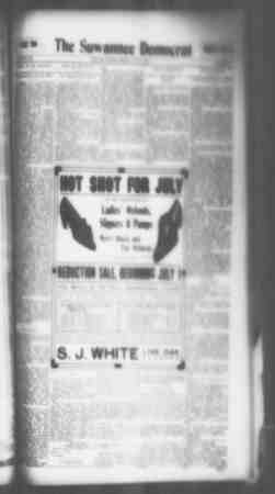 Suwannee Democrat Newspaper July 9, 1909 kapağı