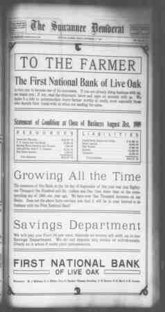 Suwannee Democrat Newspaper September 17, 1909 kapağı