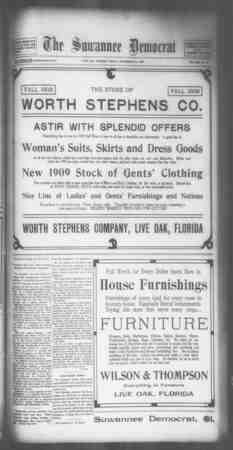 Suwannee Democrat Newspaper September 24, 1909 kapağı