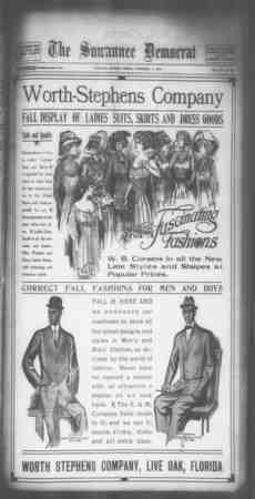 Suwannee Democrat Newspaper October 3, 1909 kapağı
