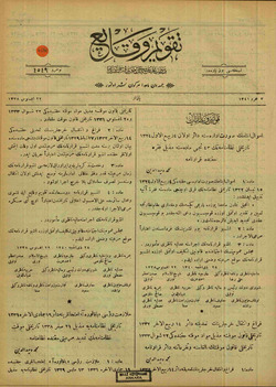 Takvim-i Vekayi Gazetesi 27 Ağustos 1922 kapağı