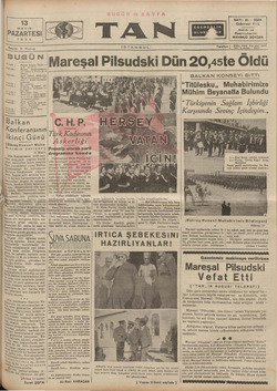Tan Gazetesi May 13, 1935 kapağı