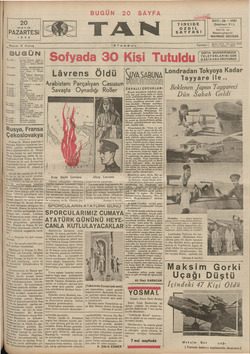 Tan Gazetesi May 20, 1935 kapağı