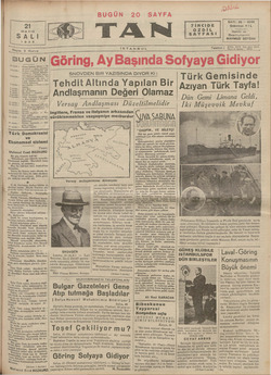 Tan Gazetesi May 21, 1935 kapağı