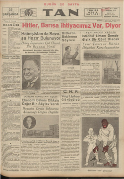 Tan Gazetesi May 22, 1935 kapağı