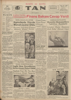 Tan Gazetesi May 24, 1935 kapağı
