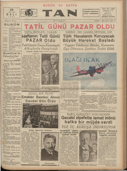 Tan Gazetesi May 28, 1935 kapağı