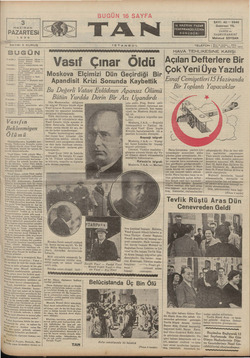 Tan Gazetesi June 3, 1935 kapağı