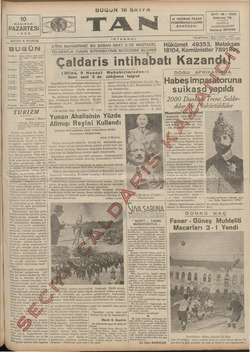 Tan Gazetesi June 10, 1935 kapağı