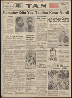 Tan Gazetesi June 15, 1935 kapağı