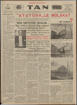 Tan Gazetesi June 21, 1935 kapağı