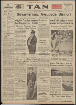 Tan Gazetesi 22 Haziran 1935 kapağı
